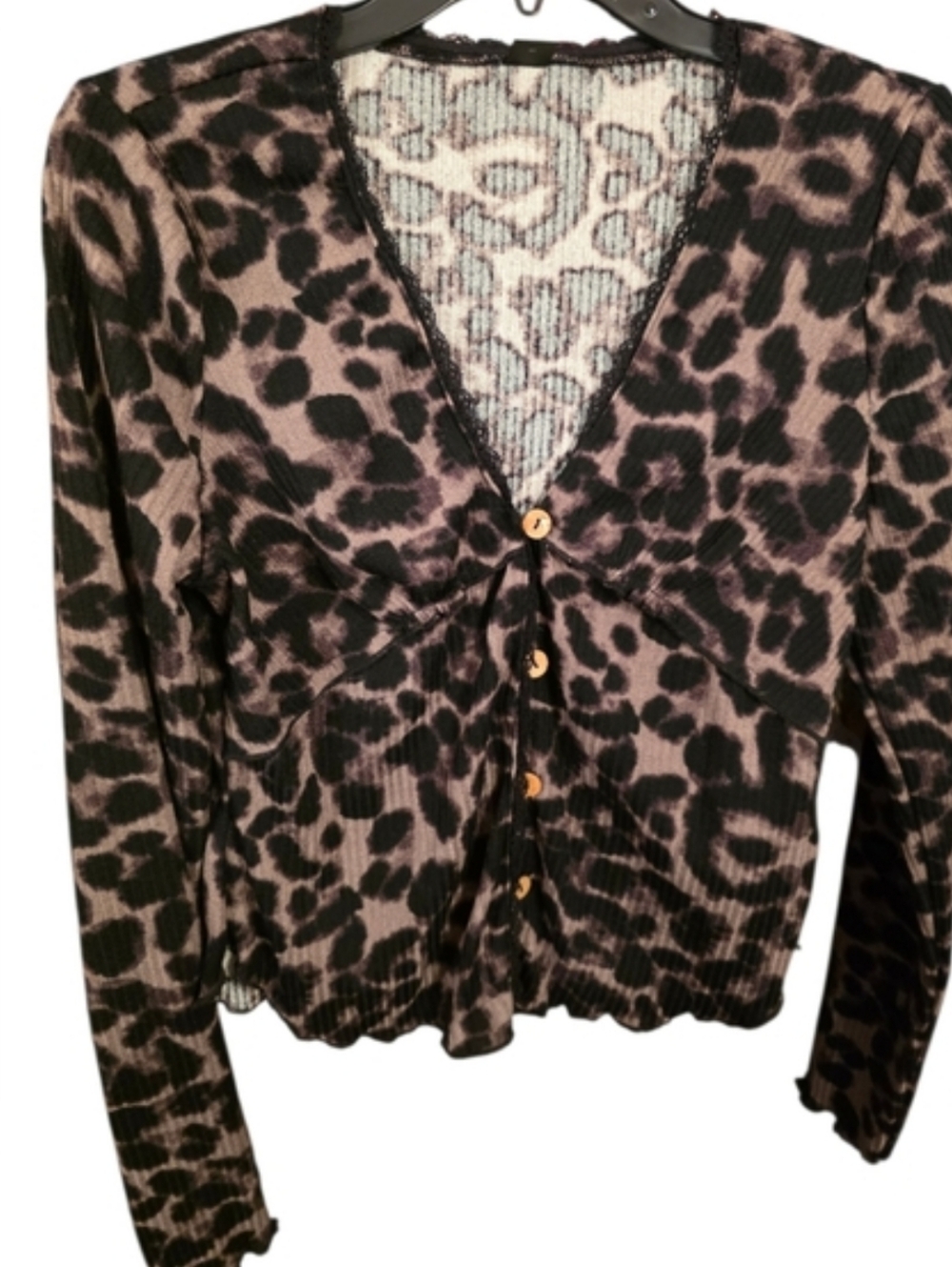 Leopard Print V Neck Top